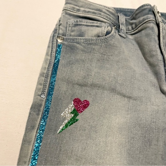 Gap Kids Glitter Graphic Skinny Jeans with Stretch Size 8 - Picture 3 of 16